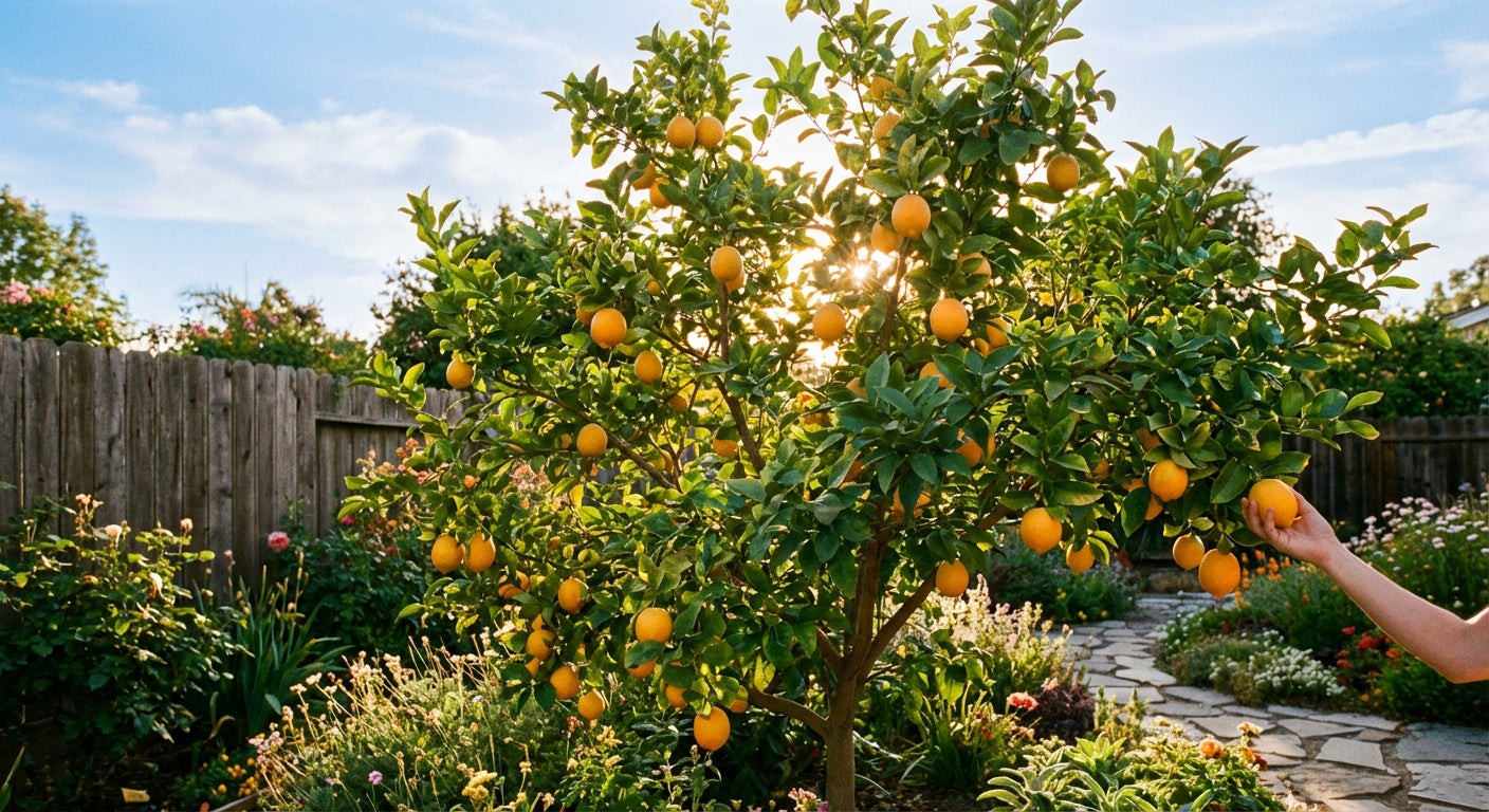 Meyer Lemon Tree in orchid garden