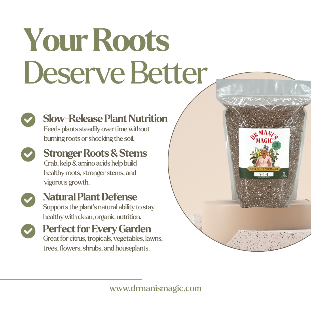 Organic Fertilizer | Crab, Kelp & Amino Acids (7‑4‑4) | Long-Lasting, Burn-Free Boost | Slow-Release Power for Steady Plant Growth