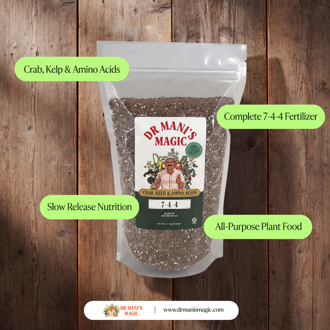 Organic Fertilizer | Crab, Kelp & Amino Acids (7‑4‑4) | Long-Lasting, Burn-Free Boost | Slow-Release Power for Steady Plant Growth