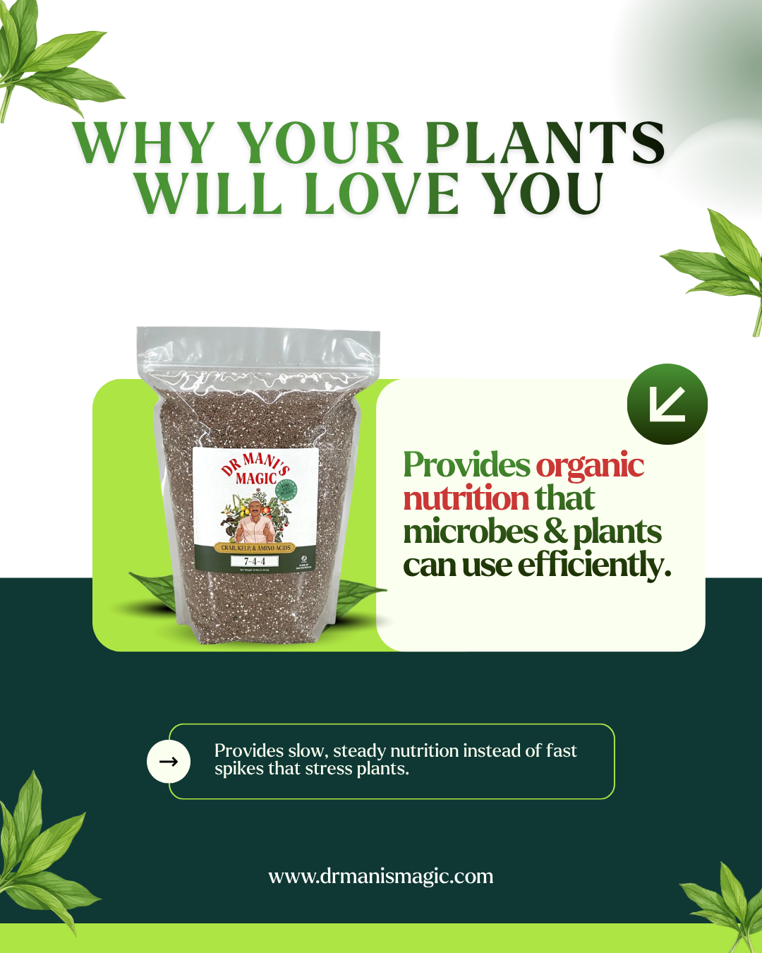 Organic Fertilizer | Crab, Kelp & Amino Acids (7‑4‑4) | Long-Lasting, Burn-Free Boost | Slow-Release Power for Steady Plant Growth