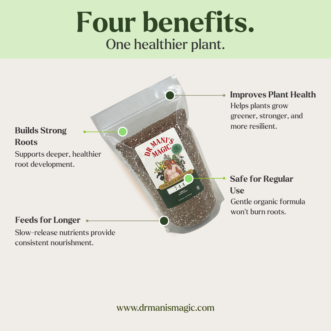 Organic Fertilizer | Crab, Kelp & Amino Acids (7‑4‑4) | Long-Lasting, Burn-Free Boost | Slow-Release Power for Steady Plant Growth