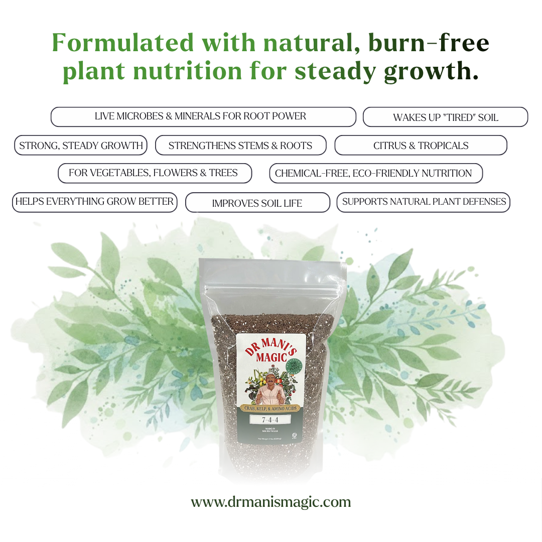 Organic Fertilizer | Crab, Kelp & Amino Acids (7‑4‑4) | Long-Lasting, Burn-Free Boost | Slow-Release Power for Steady Plant Growth