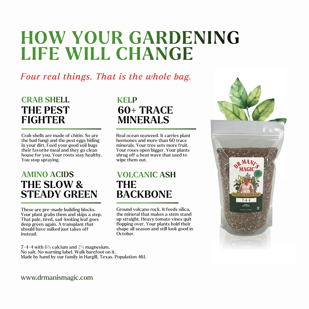 Organic Fertilizer | Crab, Kelp & Amino Acids (7‑4‑4) | Long-Lasting, Burn-Free Boost | Slow-Release Power for Steady Plant Growth