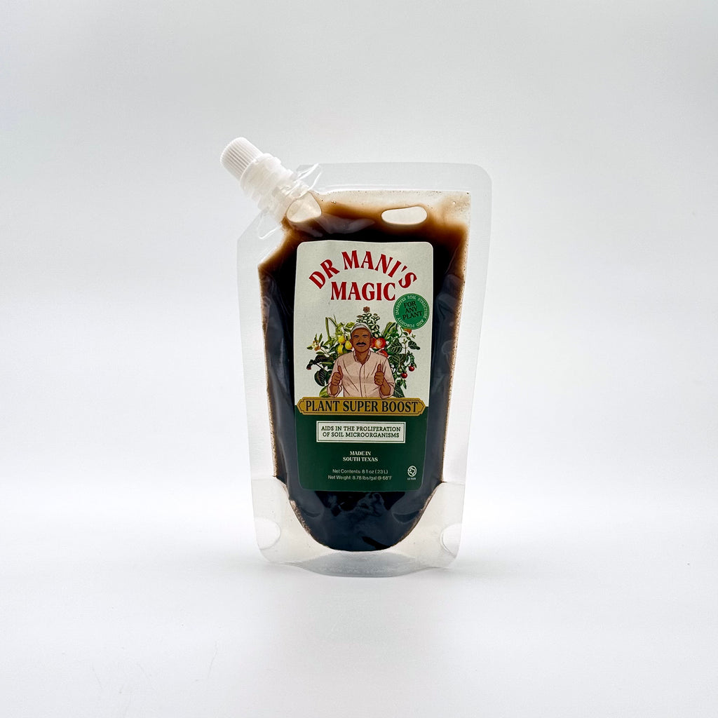Dr Mani's Magic Plant Super Boost packaging on a white background