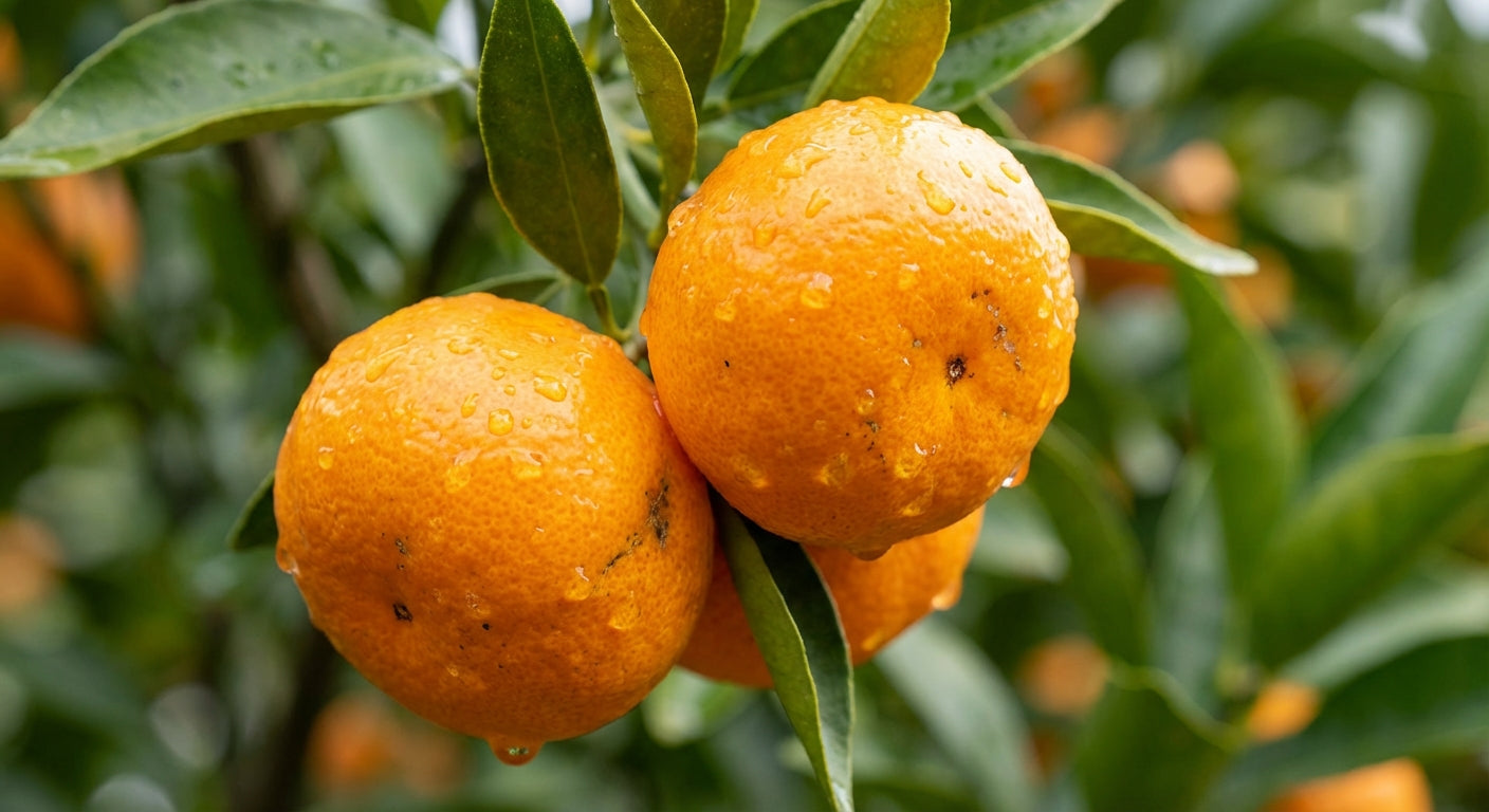 Kishu Mandarin Tree Oranges on a tree branch with green leaves