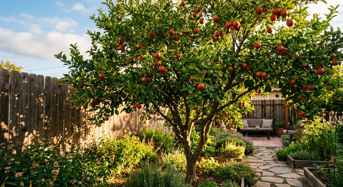 Rangpur Lime Tree with fruit in a garden setting